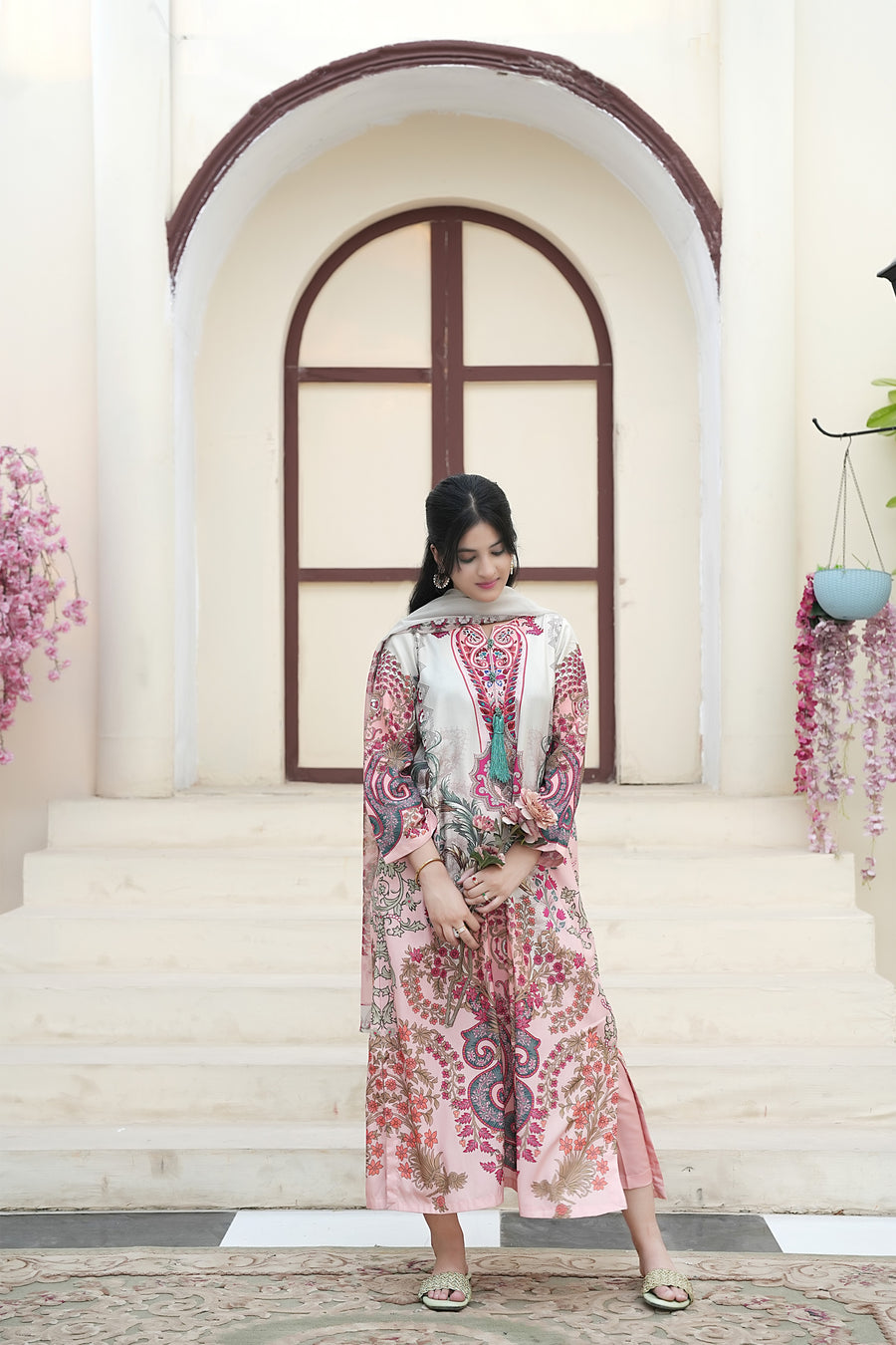 Rose Royal – 3-Piece Printed Kaftan Set