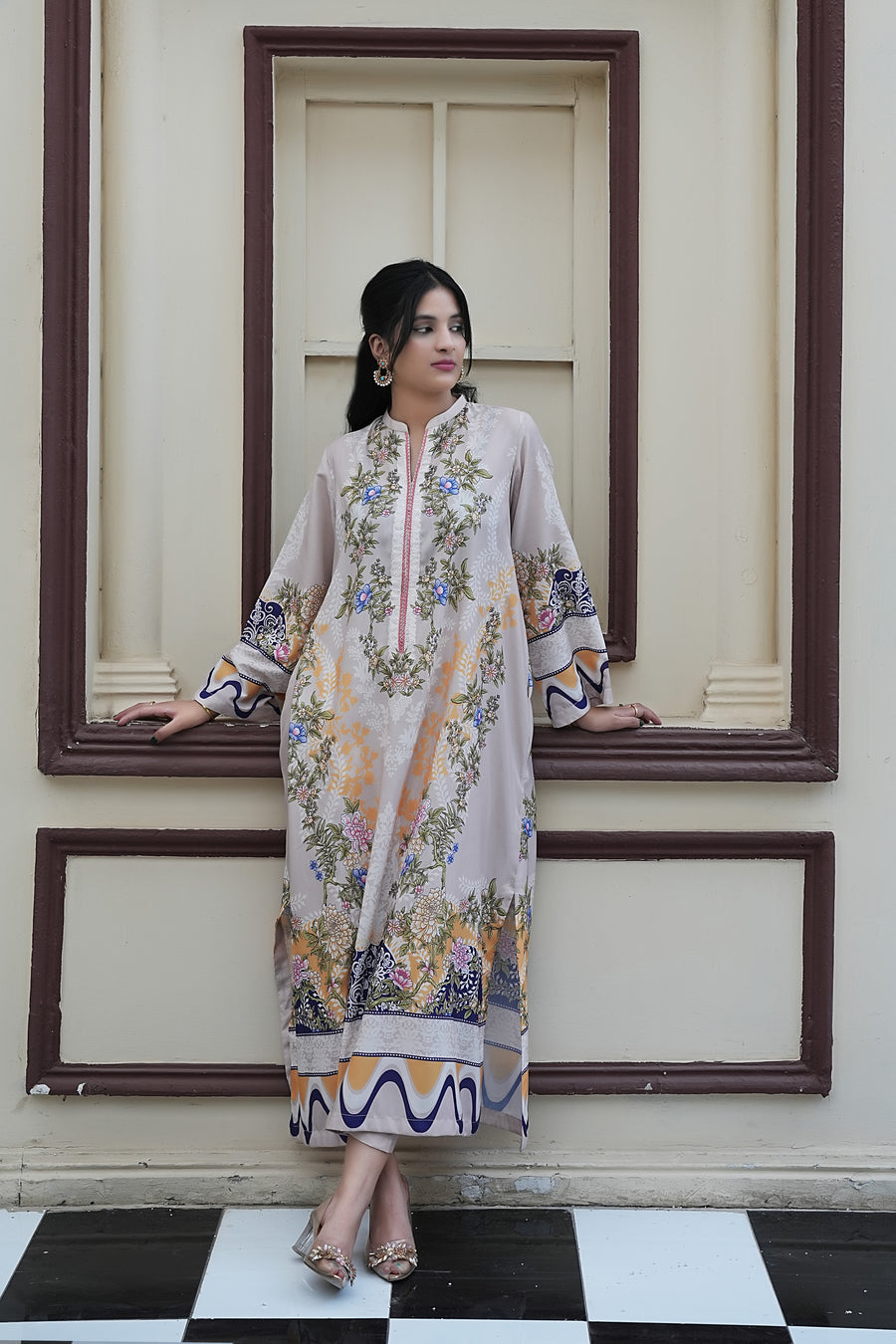 Lavender Bloom – 3-Piece Printed Kaftan Set