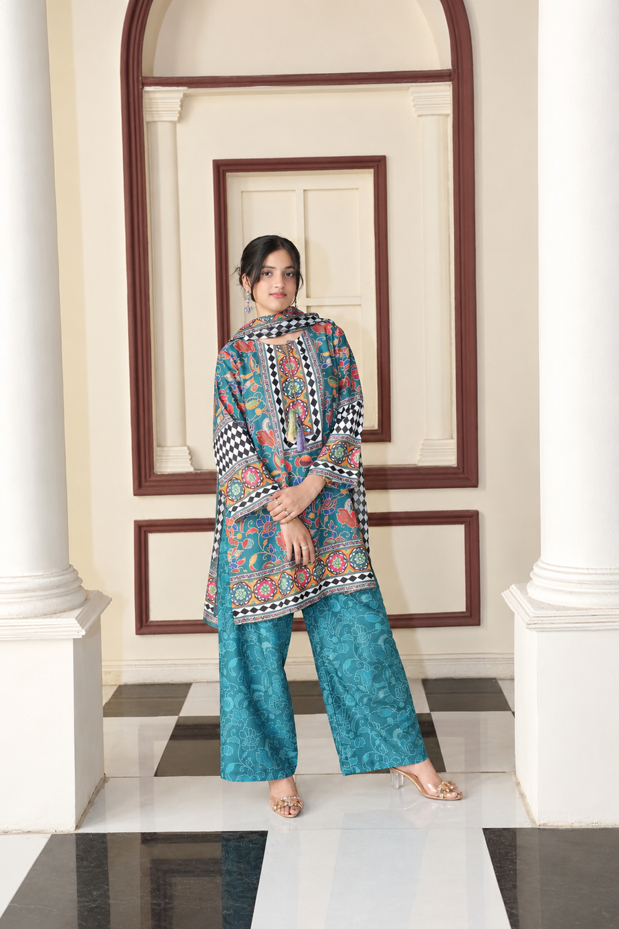 Aks-e-Rang – 3-Piece Printed Suit